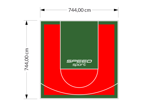 55M2/744X744CM CZERWONO-ZIELONE BOISKO DO KOSZYKÓWKI SPEEDSPORT HEXA POWER PRO