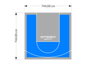 55M2/744X744CM BŁĘKITNO-SZARE BOISKO DO KOSZYKÓWKI SPEEDSPORT HEXA POWER PRO
