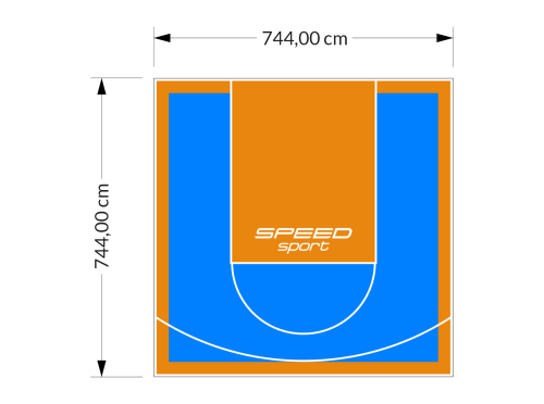 55M2/744X744CM BŁĘKITNO-POMARAŃCZOWE BOISKO DO KOSZYKÓWKI SPEEDSPORT HEXA POWER PRO
