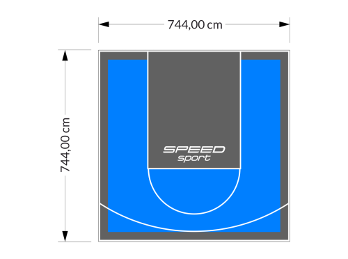 55M2/744X744CM BŁĘKITNO-GRAFITOWE BOISKO DO KOSZYKÓWKI SPEEDSPORT HEXA POWER PRO