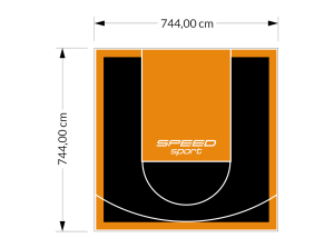 55M2/744X744CM CZARNO-POMARAŃCZOWE BOISKO DO KOSZYKÓWKI SPEEDSPORT HEXA POWER PRO