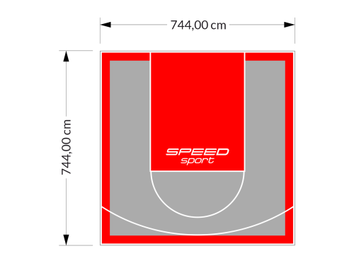 55M2/744X744CM SZARO-CZERWONE BOISKO DO KOSZYKÓWKI SPEEDSPORT HEXA POWER PRO