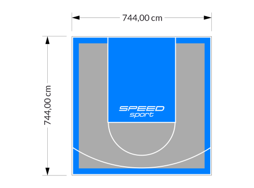 55M2/744X744CM SZARO-BŁĘKITNE BOISKO DO KOSZYKÓWKI SPEEDSPORT HEXA POWER PRO