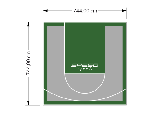 55M2/744X744CM SZARO-ZIELONE BOISKO DO KOSZYKÓWKI SPEEDSPORT HEXA POWER PRO