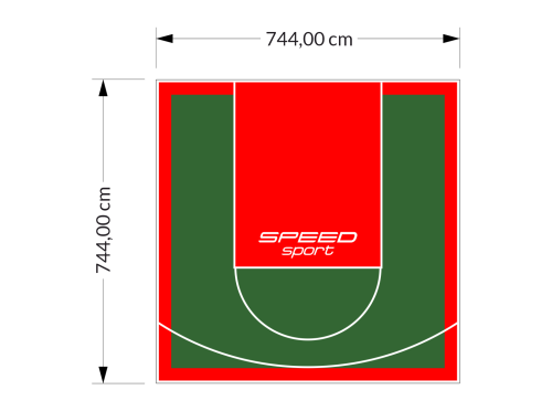 55M2/744X744CM ZIELONO-CZERWONE BOISKO DO KOSZYKÓWKI SPEEDSPORT HEXA POWER PRO
