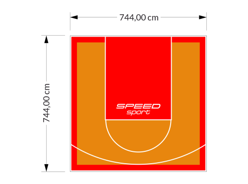 55M2/744X744CM POMARAŃCZOWO-CZERWONE BOISKO DO KOSZYKÓWKI SPEEDSPORT HEXA POWER PRO