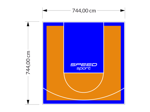 55M2/744X744CM POMARAŃCZOWO-NIEBIESKIE BOISKO DO KOSZYKÓWKI SPEEDSPORT HEXA POWER PRO