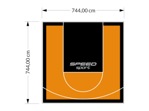 55M2/744X744CM POMARAŃCZOWO-CZARNE BOISKO DO KOSZYKÓWKI SPEEDSPORT HEXA POWER PRO