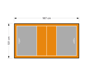 52M2/987X531CM SZARO-POMARAŃCZOWE BOISKO DO SIATKÓWKI SPEEDSPORT HEXA POWER PRO