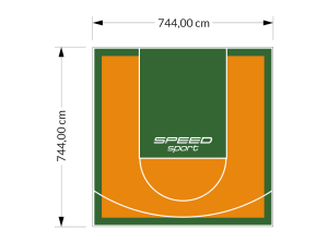 55M2/744X744CM POMARAŃCZOWO-ZIELONE BOISKO DO KOSZYKÓWKI SPEEDSPORT HEXA POWER PRO