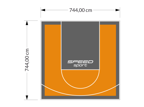 55M2/744X744CM POMARAŃCZOWO-GRAFITOWE BOISKO DO KOSZYKÓWKI SPEEDSPORT HEXA POWER PRO