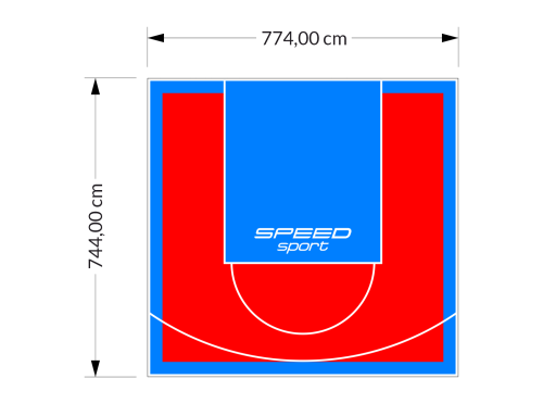 58M2/744X774CM CZERWONO-BŁĘKITNE BOISKO DO KOSZYKÓWKI SPEEDSPORT HEXA POWER PRO