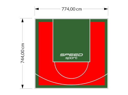 58M2/744X774CM CZERWONO-ZIELONE BOISKO DO KOSZYKÓWKI SPEEDSPORT HEXA POWER PRO