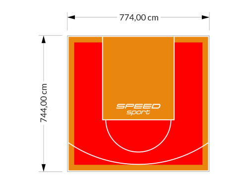 58M2/744X774CM CZERWONO-POMARAŃCZOWE BOISKO DO KOSZYKÓWKI SPEEDSPORT HEXA POWER PRO