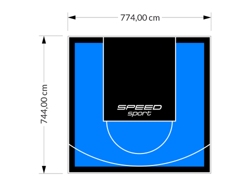 58M2/744X774CM BŁĘKITNO-CZARNE BOISKO DO KOSZYKÓWKI SPEEDSPORT HEXA POWER PRO