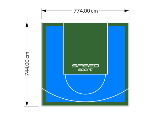58M2/744X774CM BŁĘKITNO-ZIELONE BOISKO DO KOSZYKÓWKI SPEEDSPORT HEXA POWER PRO