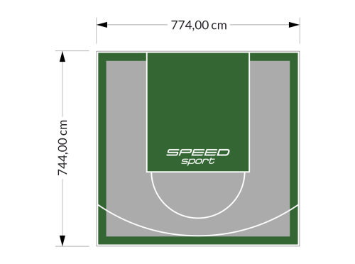 58M2/744X774CM SZARO-ZIELONE BOISKO DO KOSZYKÓWKI SPEEDSPORT HEXA POWER PRO