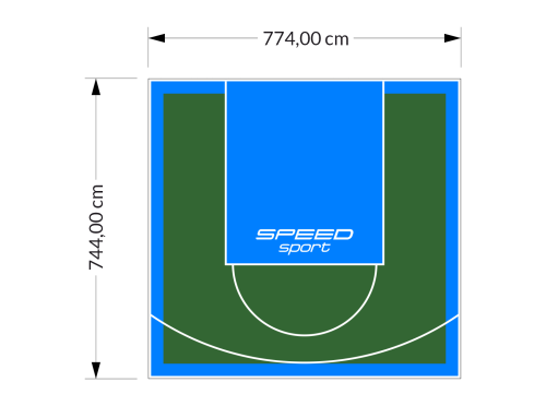 58M2/744X774CM ZIELONO-BŁĘKITNE BOISKO DO KOSZYKÓWKI SPEEDSPORT HEXA POWER PRO