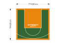 58M2/744X774CM ZIELONO-POMARAŃCZOWE BOISKO DO KOSZYKÓWKI SPEEDSPORT HEXA POWER PRO