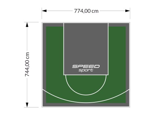 58M2/744X774CM ZIELONO-GRAFITOWE BOISKO DO KOSZYKÓWKI SPEEDSPORT HEXA POWER PRO