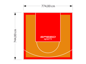 58M2/744X774CM POMARAŃCZOWO-CZERWONE BOISKO DO KOSZYKÓWKI SPEEDSPORT HEXA POWER PRO