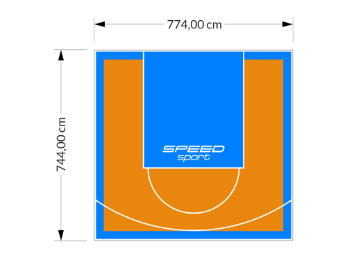 58M2/744X774CM POMARAŃCZOWO-BŁĘKITNE BOISKO DO KOSZYKÓWKI SPEEDSPORT HEXA POWER PRO