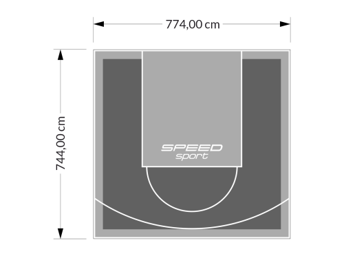 58M2/744X774CM GRAFITOWO-SZARE BOISKO DO KOSZYKÓWKI SPEEDSPORT HEXA POWER PRO