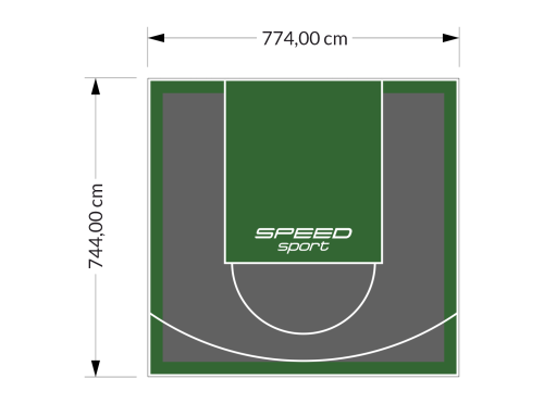 58M2/744X774CM GRAFITOWO-ZIELONE BOISKO DO KOSZYKÓWKI SPEEDSPORT HEXA POWER PRO