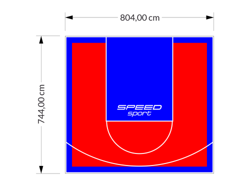60M2/744X804CM CZERWONO-NIEBIESKIE BOISKO DO KOSZYKÓWKI SPEEDSPORT HEXA POWER PRO