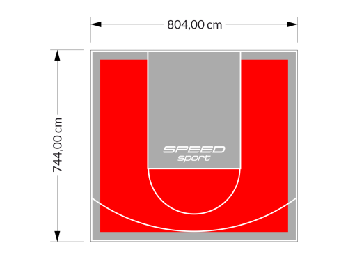 60M2/744X804CM CZERWONO-SZARE BOISKO DO KOSZYKÓWKI SPEEDSPORT HEXA POWER PRO