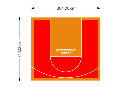 60M2/744X804CM CZERWONO-POMARAŃCZOWE BOISKO DO KOSZYKÓWKI SPEEDSPORT HEXA POWER PRO