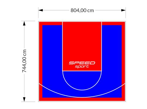 60M2/744X804CM NIEBIESKO-CZERWONE BOISKO DO KOSZYKÓWKI SPEEDSPORT HEXA POWER PRO