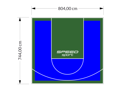 60M2/744X804CM NIEBIESKO-ZIELONE BOISKO DO KOSZYKÓWKI SPEEDSPORT HEXA POWER PRO