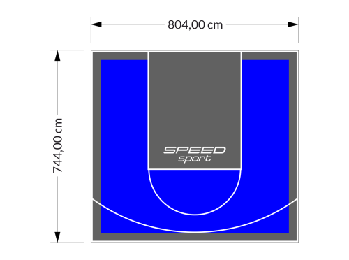60M2/744X804CM NIEBIESKO-GRAFITOWE BOISKO DO KOSZYKÓWKI SPEEDSPORT HEXA POWER PRO