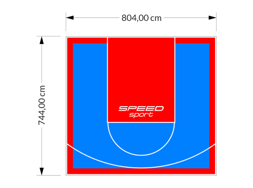 60M2/744X804CM BŁĘKITNO-CZERWONE BOISKO DO KOSZYKÓWKI SPEEDSPORT HEXA POWER PRO