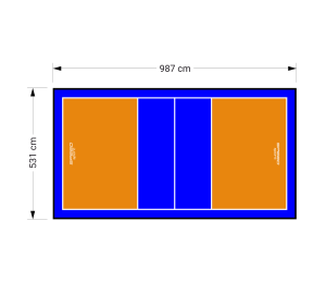 52M2/987X531CM POMARAŃCZOWO-NIEBIESKIE BOISKO DO SIATKÓWKI SPEEDSPORT HEXA POWER PRO