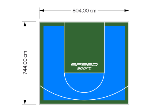 60M2/744X804CM BŁĘKITNO-ZIELONE BOISKO DO KOSZYKÓWKI SPEEDSPORT HEXA POWER PRO