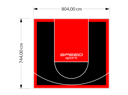60M2/744X804CM CZARNO-CZERWONE BOISKO DO KOSZYKÓWKI SPEEDSPORT HEXA POWER PRO