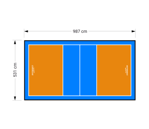 52M2/987X531CM POMARAŃCZOWO-BŁĘKITNE BOISKO DO SIATKÓWKI SPEEDSPORT HEXA POWER PRO