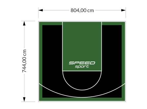 60M2/744X804CM CZARNO-ZIELONE BOISKO DO KOSZYKÓWKI SPEEDSPORT HEXA POWER PRO