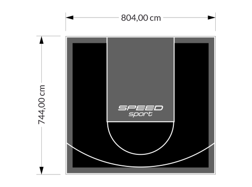 60M2/744X804CM CZARNO-GRAFITOWE BOISKO DO KOSZYKÓWKI SPEEDSPORT HEXA POWER PRO