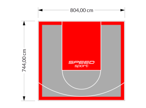 60M2/744X804CM SZARO-CZERWONE BOISKO DO KOSZYKÓWKI SPEEDSPORT HEXA POWER PRO