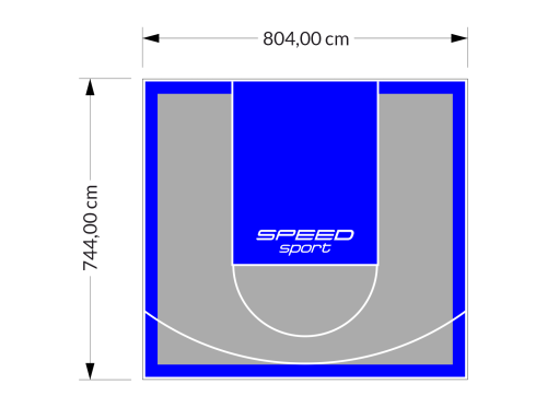 60M2/744X804CM SZARO-NIEBIESKIE BOISKO DO KOSZYKÓWKI SPEEDSPORT HEXA POWER PRO