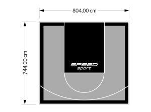 60M2/744X804CM SZARO-CZARNE BOISKO DO KOSZYKÓWKI SPEEDSPORT HEXA POWER PRO