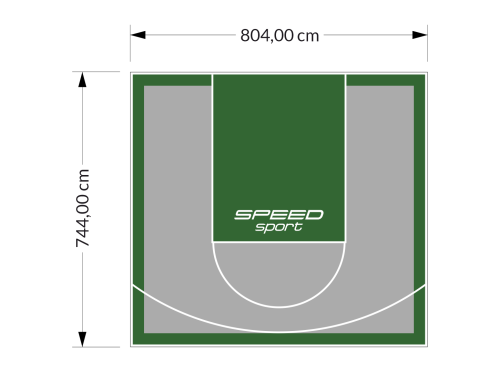 60M2/744X804CM SZARO-ZIELONE BOISKO DO KOSZYKÓWKI SPEEDSPORT HEXA POWER PRO