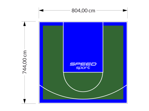 60M2/744X804CM ZIELONO-NIEBIESKIE BOISKO DO KOSZYKÓWKI SPEEDSPORT HEXA POWER PRO