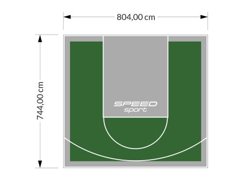 60M2/744X804CM ZIELONO-SZARE BOISKO DO KOSZYKÓWKI SPEEDSPORT HEXA POWER PRO