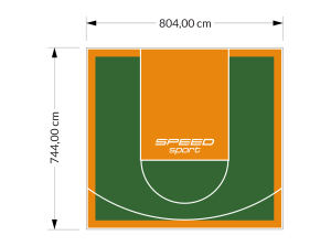 60M2/744X804CM ZIELONO-POMARAŃCZOWE BOISKO DO KOSZYKÓWKI SPEEDSPORT HEXA POWER PRO