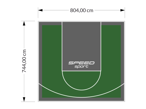 60M2/744X804CM ZIELONO-GRAFITOWE BOISKO DO KOSZYKÓWKI SPEEDSPORT HEXA POWER PRO