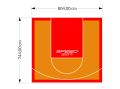 60M2/744X804CM POMARAŃCZOWO-CZERWONE BOISKO DO KOSZYKÓWKI SPEEDSPORT HEXA POWER PRO